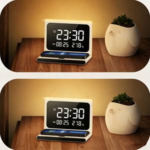 Cargador inalámbrico RECCI RLS-L12 de 15 W con calendario digital, termómetro, luz nocturna y despertador - Product Image 3