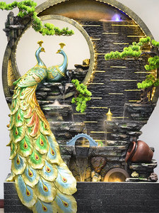 Grande Fontaine Décorative Autoportante en Résine Effet Roche Naturelle avec Eau Courante, Style Chinois Moderne pour Salon - Product Image 6