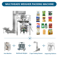 Machine d'emballage automatique verticale multi-têtes avec peseuse pour snacks soufflés à l'azote, noix, grains de café, plantains, chips de pommes de terre