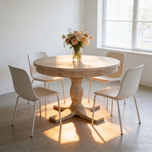 <span class=keywords><strong>Table</strong></span> de restaurant commerciale ronde en bois massif avec piétement sur pied, finition vieillie, pour café, <span class=keywords><strong>bistrot</strong></span>, salle à manger - Product Image 2