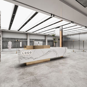 Comptoir de réception d'entreprise de luxe moderne Bar haut sens Hôtel Salon de beauté <span class=keywords><strong>Cave</strong></span> Pierre marbre Comptoir de caisse - Product Image 4