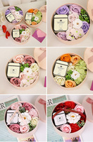 Coffret Cadeau de Bougies Parfumées Artisanales de Luxe à l'Aromathérapie de Rose, en Cire de Soja, avec Boîte Florale – Idéal pour la Saint-Valentin, les Mariages et la Fête des Mères