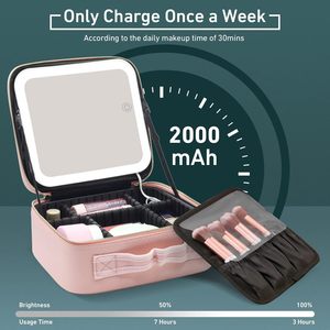 Du lịch trang điểm túi LED thắp sáng trang điểm trường hợp gương mỹ phẩm trang điểm hộp Tổ Chức Vanity Trường hợp với gương của LED thắp sáng - Product Image 3