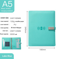 Carnet de notes A5 à feuilles mobiles populaire avec chargeur sans fil, batterie externe 8000 mAh et clé USB 16 Go en PU