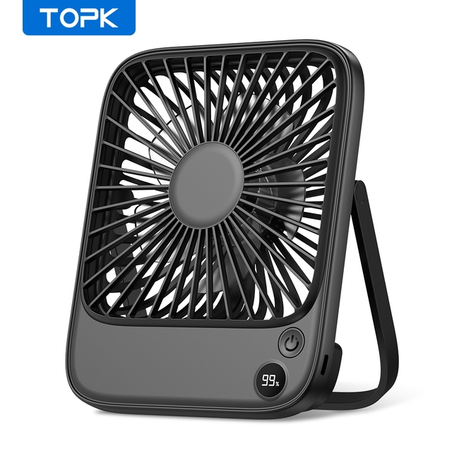 K65 2025 New Design 2000mAh Ultrathin USB Mini Table Fan Mute Large Wind Low Noise Desktop Fan