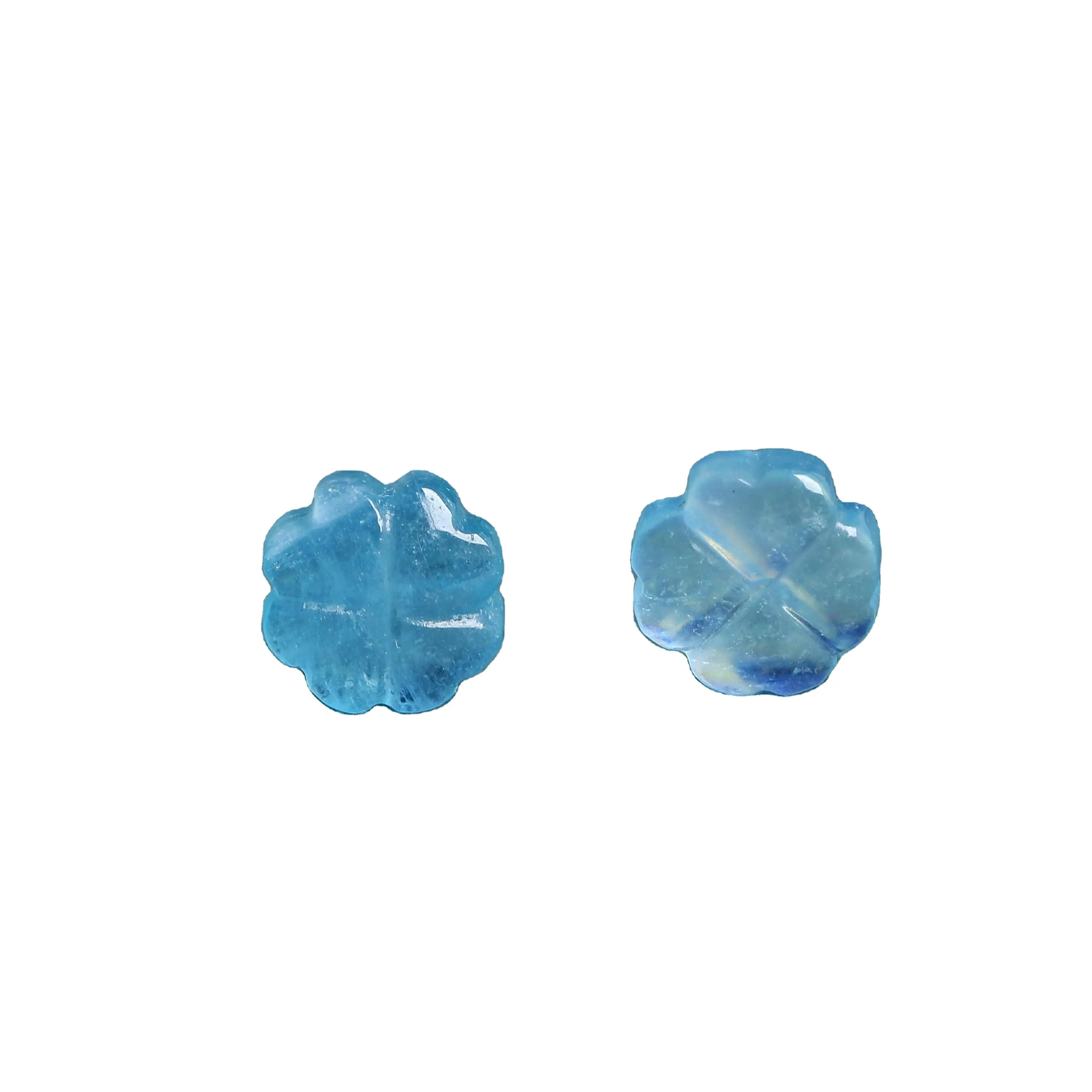 Natural Four Leaf Clover Gems blue Four Leaf Clover Aquamarine for Jewelry Making