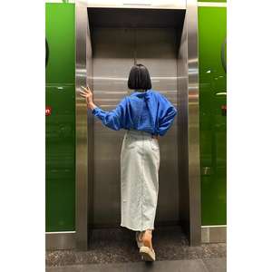 Jupe crayon en jean délavé vintage décontractée et mignonne, taille plus, avec boutons et fente, pour toutes les saisons, avec ceinture - Product Image 1