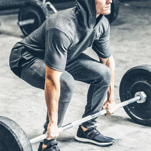 Sudadera Ligera con Capucha y Manga Corta para Hombre, Personalizable con Logotipo, de Algodón, para Gimnasio y Entrenamiento - Product Image 5