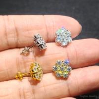Anting Bunga Moissanite D Vvs, Perhiasan Anting Berlian Perak Sterling 925 Berkilau untuk Wanita