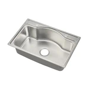 OEM customized high quality SS 201 stainless steel silver single basin kitchen sink