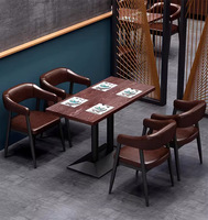 Conjunto de Asientos para Restaurante Comercial, Sofá de Cuero PU para Comedor, Mesa y Sillas con Estructura Metálica para Cafetería, Bistro, Bar