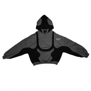 Venta al por mayor de ropa de calle personalizada 400GSM Heavyweight Fleece Pullover Oversized Grey Wash Distressed Digital Printed Puff Print Hoodie - Product Image 2