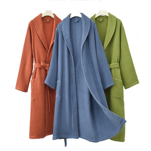 Wholesale Thickened Cotton <strong>Waffle</strong> <strong>Robe</strong> For Adults, Four-Season Breathable Spa Bathrobe, Custom Logo Unisex Sleepwear - Product Image 6