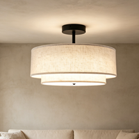 Plafonnier semi-encastré moderne en tissu avec 3 prises E26/E27 pour la vente en gros