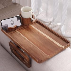 ถาดวางแขนโซฟาไม้ 40x25x7.3 ซม. ที่วางแก้วไม้อัดแข็งสำหรับเก็บอาหารว่าง - Product Image 1