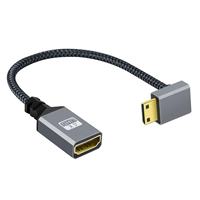 Câble adaptateur Mini mâle vers femelle 0,2 m plaqué or tressé 4K 60Hz UHD Audio/Vidéo pour appareil photo et ordinateur portable