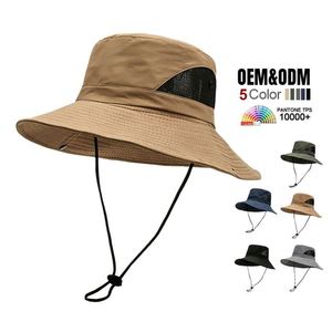 Chapeaux de pêcheur universels ajustables pour hommes et femmes, pour une utilisation en extérieur, chapeaux de randonnée respirants à large bord en maille personnalisée - Product Image 1