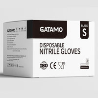 Gants en nitrile jetables G38 sans poudre, gants en nitrile noirs personnalisés pour tatouage, examen et sécurité