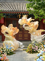 Décoration géante en organza en forme de fleur personnalisée pour mariage d'automne, cérémonie d'anniversaire, aménagement extérieur, installation artistique