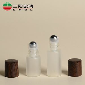 Botella de Perfume Roll-on de Vidrio Transparente Esmerilado de 1ml, 2ml, 3ml, Recargable, para Aceites Esenciales, Líquidos Cosméticos, Muestra, Tapa de Madera Oscura - Product Image 3