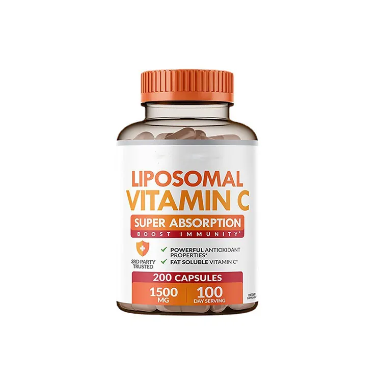 Wholesaler OEM High Absorption Vitamin C supplements 200 counts 1500mg for Immune System Natural Vegan Capsules