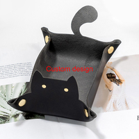 Plateau pliable en cuir motif chat, portable, pour jeux de dés D&D RPG, rangement de bibelots et organisateur de table