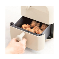 Friteuse à air carrée sans huile de 2 litres, panier à huile compatible lave-vaisselle, bouton réglable, usage domestique, convient à 2-4 personnes, CE ETL