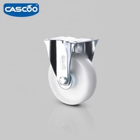 Roulettes industrielles pivotantes CASCOO 125 mm en polypropylène avec frein, capacité de charge 150 kg, finition bleu zingué pour conteneurs roulants et blanchisserie