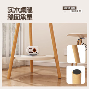 <b>Small</b> Round Coffee <b>Table</b> With Storage Shelf Wood Top Living Room Side <b>Table</b> For Home Bedroom Use - Product Image 3