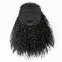Extensions de queue de cheval à cordon de serrage SHOUMEI 4B4C Afro Kinky Curly 100% cheveux humains