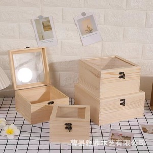 Caja de joyería de madera con tapa transparente, caja de almacenamiento de madera maciza, organizador de escritorio con tapa abatible para almacenamiento de joyas - Product Image 3