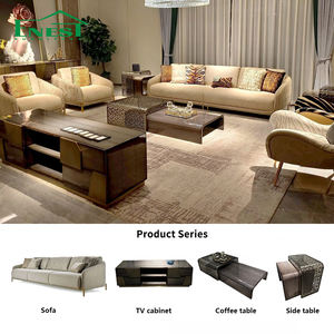 लक्जरी डिजाइनर मोडेन शैली की फ्रॉस्टेड चमड़े के सोफे को उच्च अंत 1 2 3 सीटर रहने वाले कमरे के फर्नीचर सेट - Product Image 3