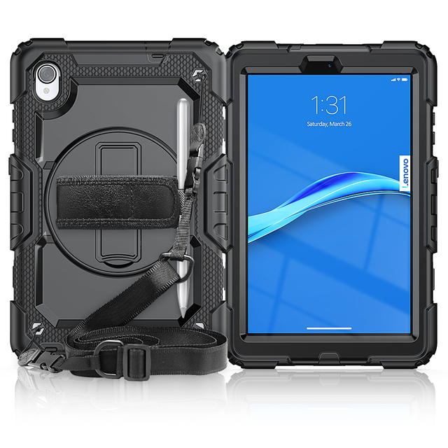 Heavy Duty Tablet Case for Lenovo Tab M8 HD 8.0 Inch 8505F/8705F/8605F Built-in Screen Protector Shoulder Strap Armor Cover