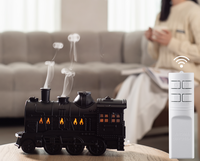 Diffuseur d'arômes ultrasonique design train vintage, humidificateur à brume froide, machine à parfum effet méduse, le cadeau idéal pour la maison