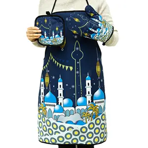 2023 Eid Mubarak Anti-Hete Handschoenen Oven Wanten Keuken Sets Decoratie Ramadan Bakschort Voor Islamitische Noodzaak