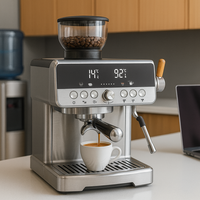 Machine à expresso 20 bars avec moulin intégré, machine à café semi-automatique 58 mm pour usage domestique, infusion à froid, acier inoxydable, affichage numérique