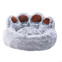 Grand lit de luxe pour chien confortable coussin pour animaux de compagnie pour chiens chats forme de patte avec longue peluche fausse fourrure Design chaud produits exclusifs pour chiens