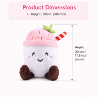 Peluche 100% polyester en forme de tasse de crème glacée brodée, jouet anti-stress 30 cm Babywolf pour fête d'anniversaire, tous âges