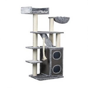 Pohon Kucing YOUME Besar, Kondominium Kucing Abu-abu Muda untuk <span class=keywords><strong>Maine</strong></span> <span class=keywords><strong>Coon</strong></span> dan Ragdoll dengan Tong Penggaruk Sisal, Hammock, Kratzbaum - Product Image 3
