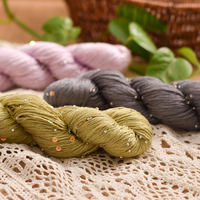 Hilo Acrílico de Bambú con Purpurina 100g, Hilo Teñido con Lentejuelas, Suave, Anti-Pilling, para Tejer Gorros, Bufandas y Chales, 20 Colores, Listo para Enviar