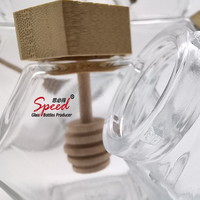 100ml 250ml 430ml Stoples Madu Kaca Heksagonal dengan Tutup Kayu