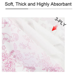 Essuie-mains jetables pour invités de table pour fête d'<span class=keywords><strong>anniversaire</strong></span> avec logo de qualité supérieure Serviettes de cocktail à fleurs roses - Product Image 2