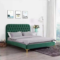 Lit double moderne en bois massif non pliable, mobilier de chambre à coucher, marque Haima, modèle Bed-1, matelas rembourré en tissu doux