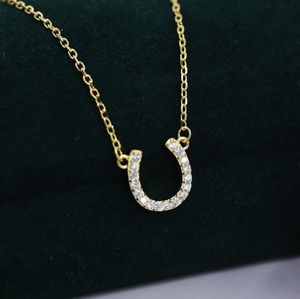 18K Gold Plated 316L Stainless Steel CZ Horseshoe Necklace Adjustable 16'' - 18'' - Cute <strong>Quirky</strong> and Fun <strong>Jewellery</strong> Horse Necklace - Product Image 4
