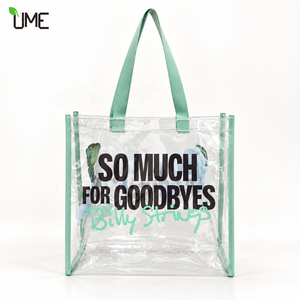 Custom Printed Transparent PVC Tote <b>Bag</b> Stadium Approved Reusable Concert Event <b>Clear</b> Tote <b>Bag</b> With Fabric Handle - Product Image 1
