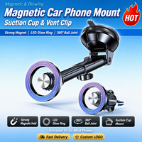 Pemegang Ponsel Mobil 2-in-1 Magnetik, Klip Ventilasi Suction Cup, Magnet Kuat 360 °   Lengan Teleskopik Putar, Logo Kustom OEM Grosir