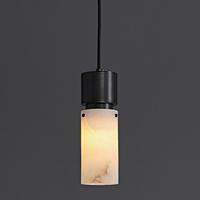 Suspension LED cylindrique en albâtre espagnol naturel avec abat-jour en cuivre, hauteur réglable, intensité variable, anti-éblouissement pour chambre et hôtel