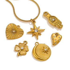 复古不锈钢锆石星星项链吊坠简约大象海龟海星爱心蝴蝶结吊坠给我女儿 - Product Image 4