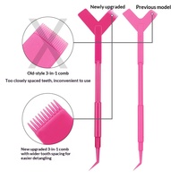 Ensemble 3-en-1 professionnel pour cils : outils d'aide à la pose de faux cils, brosse à sourcils en plastique PS en forme de Y, recourbe-cils et pince à épiler