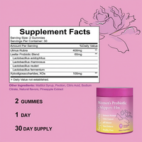 Gummies Probiotiques pour Femmes Adultes à l'Orme Rouge Sans Gluten, Saveur Ananas, pour l'Hydratation Vaginale, Complément de Santé Féminine, Contrôle des Odeurs